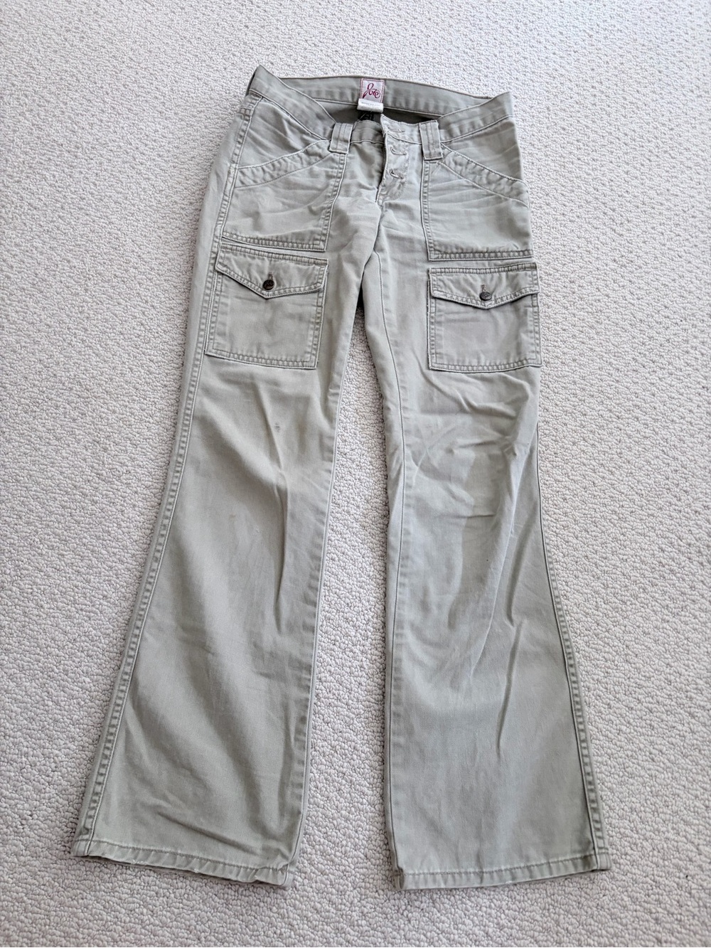 Vintage Y2K Joie Made-in-USA Low-Rise Cargo Flare Pants Size 26
